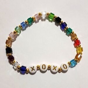 Custom Square Crystal Bead Bracelet